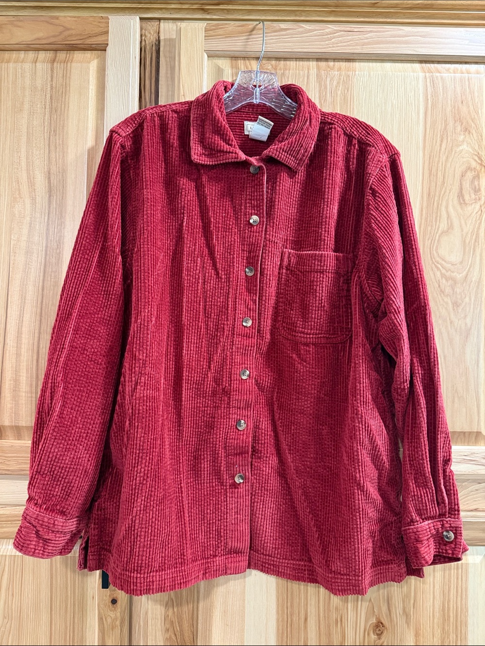 L.L. Bean Women’s Size M Brick Red Corduroy Outdoorsy Button-Front Shirt Jacket